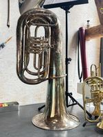 B-Tuba, 3 Drehventile, silber/vintage, revidiert, gereinigt