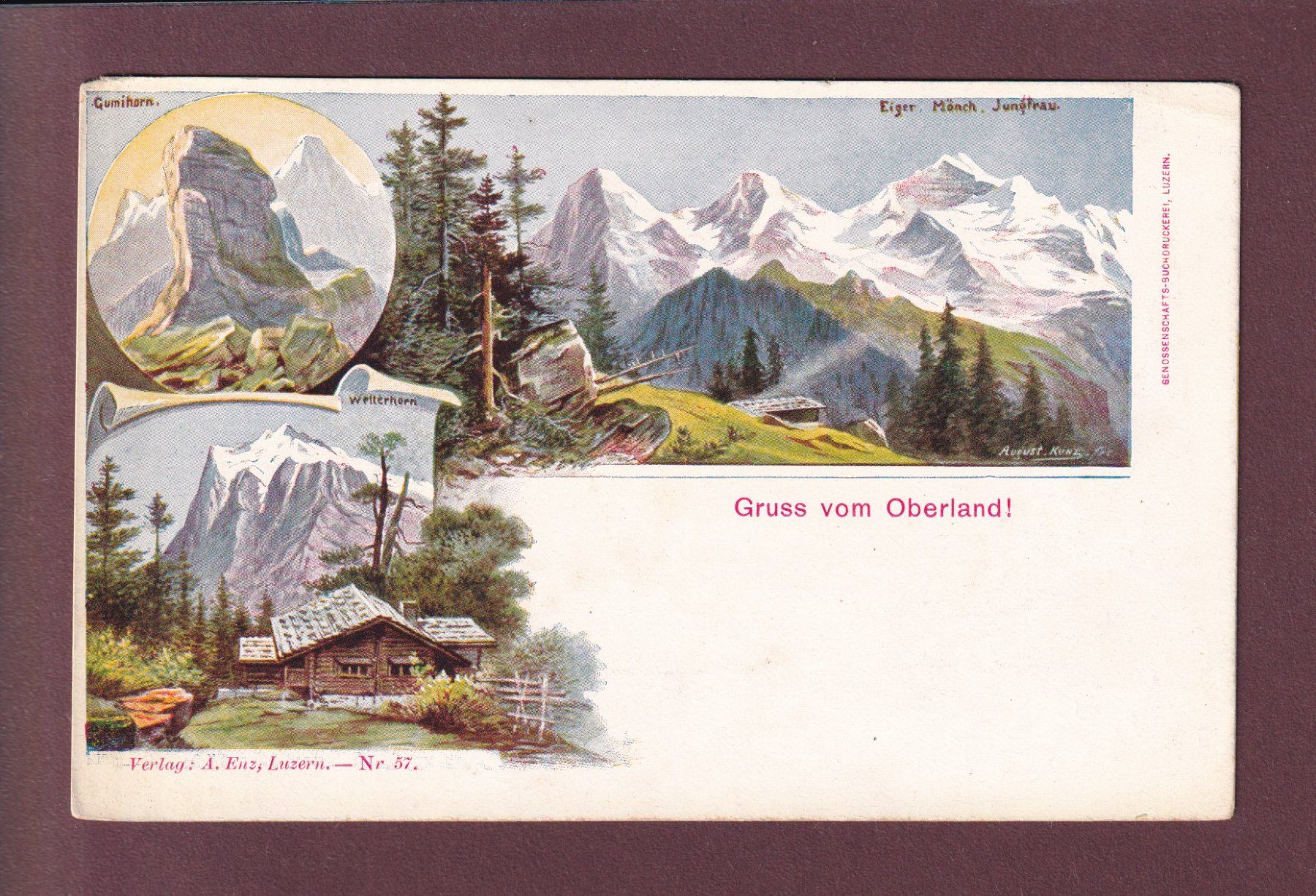 Cartoline postali: Gruss vom OBERLAND – Usato da Pully venduto da nicecards