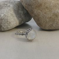 Mondstein Ring Silber filigran elegant Grösse 48