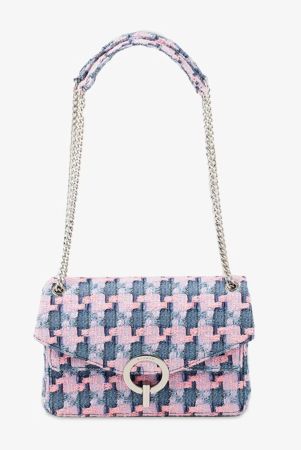 Schultertasche Sandro Yza, hellblau, klein gemustert