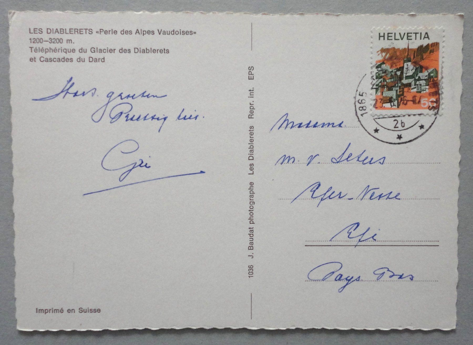 Cartoline postali: Téléphérique du Glacier des Diablerets – Difettoso da Fétigny venduto da Billy2miny 1