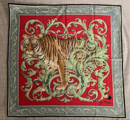 Foulard Vintage Jim Thompson Tigre Rouge, coton,  comme neuf