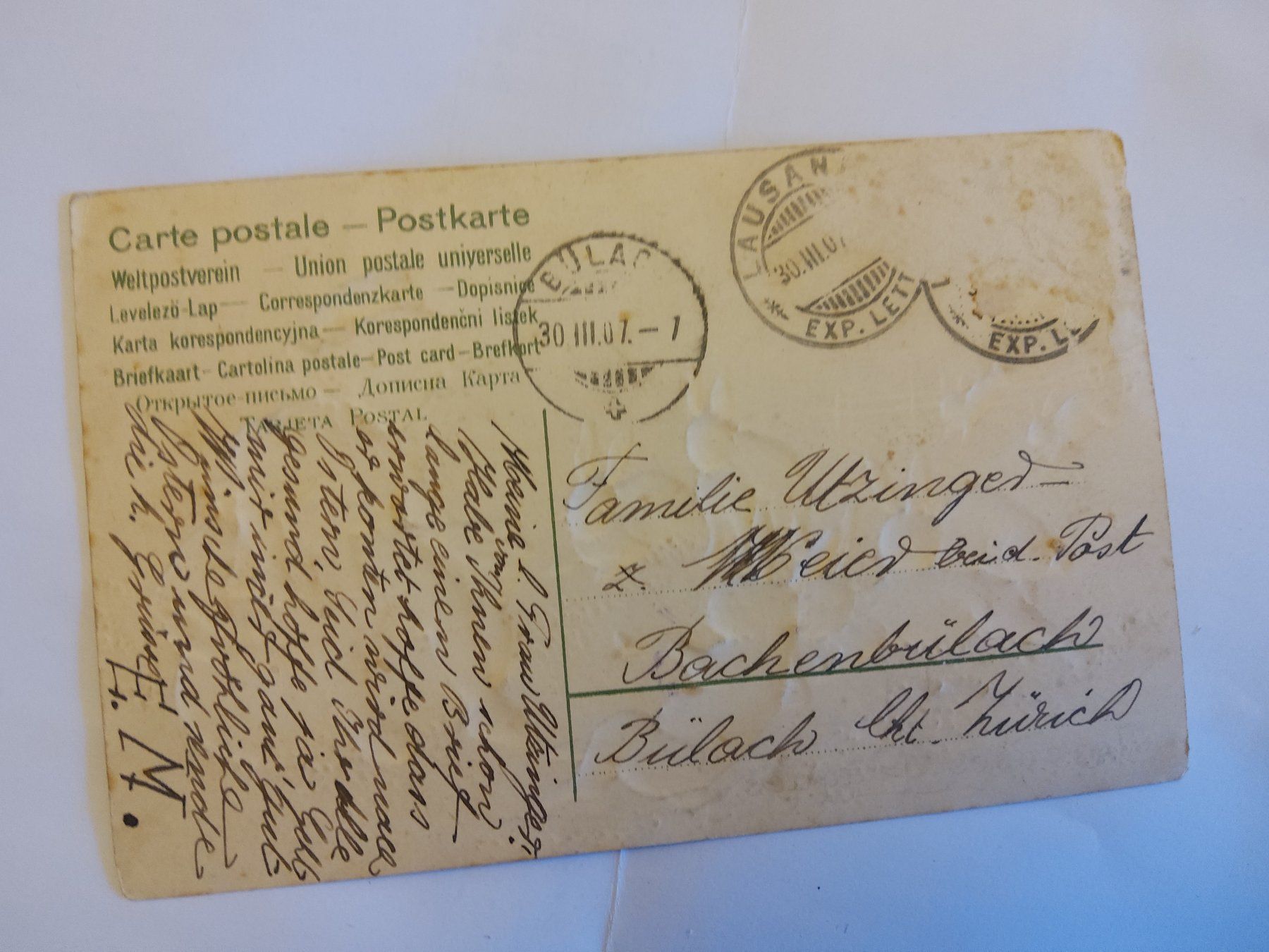 Cartoline postali: Ostern Prägelitho 1907 – Usato da Bischofszell venduto da Joachim-115 1