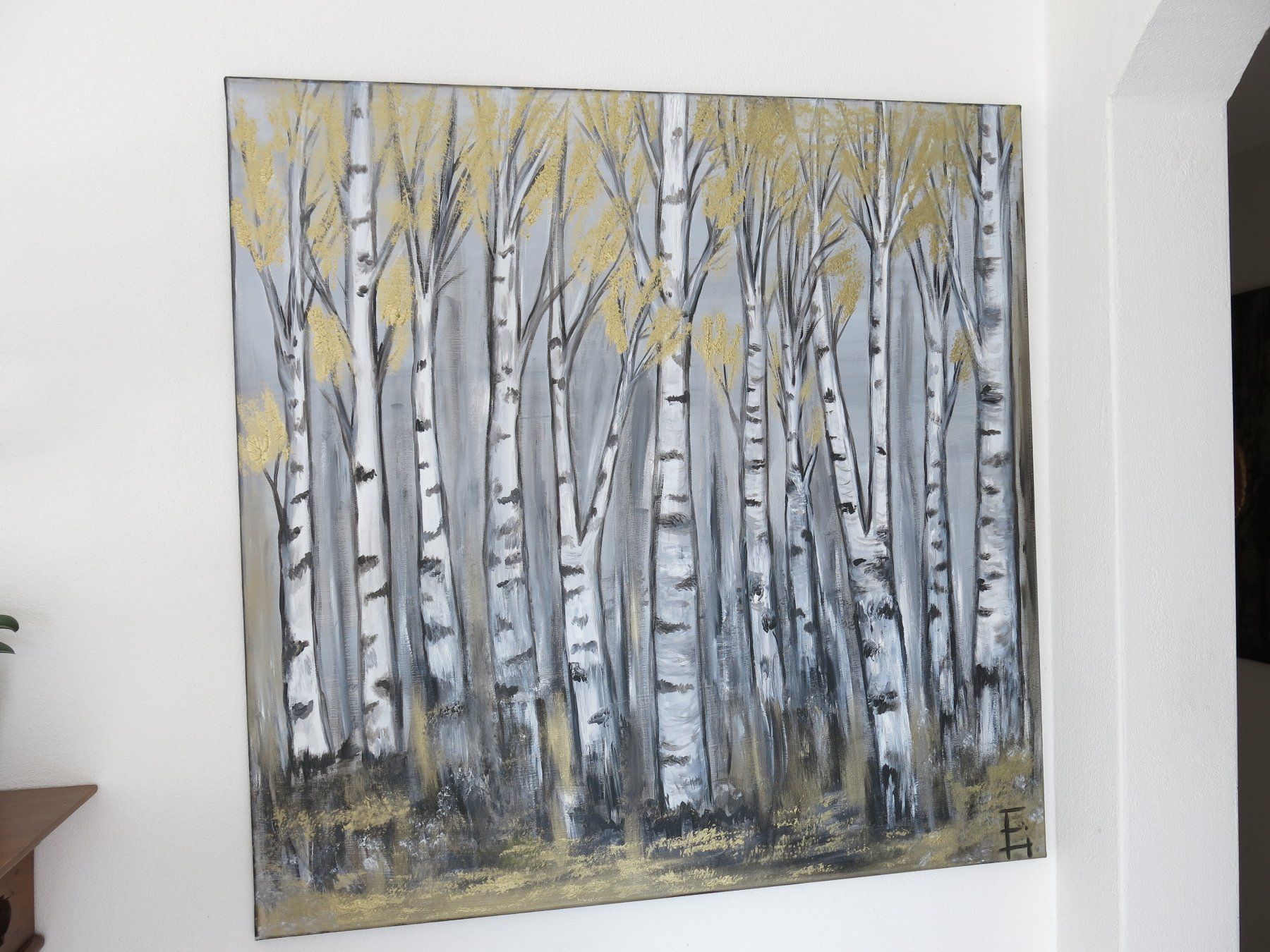 Dipinti: Handgemaltes Bild, Birkenwald (Unikat) – Nuovo e nell'imballaggio originale da Lachen SZ venduto da artbyblondangel 4