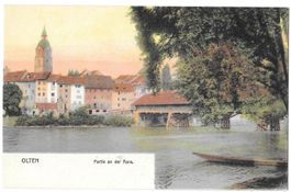 Olten Partie an der Aare coloriert