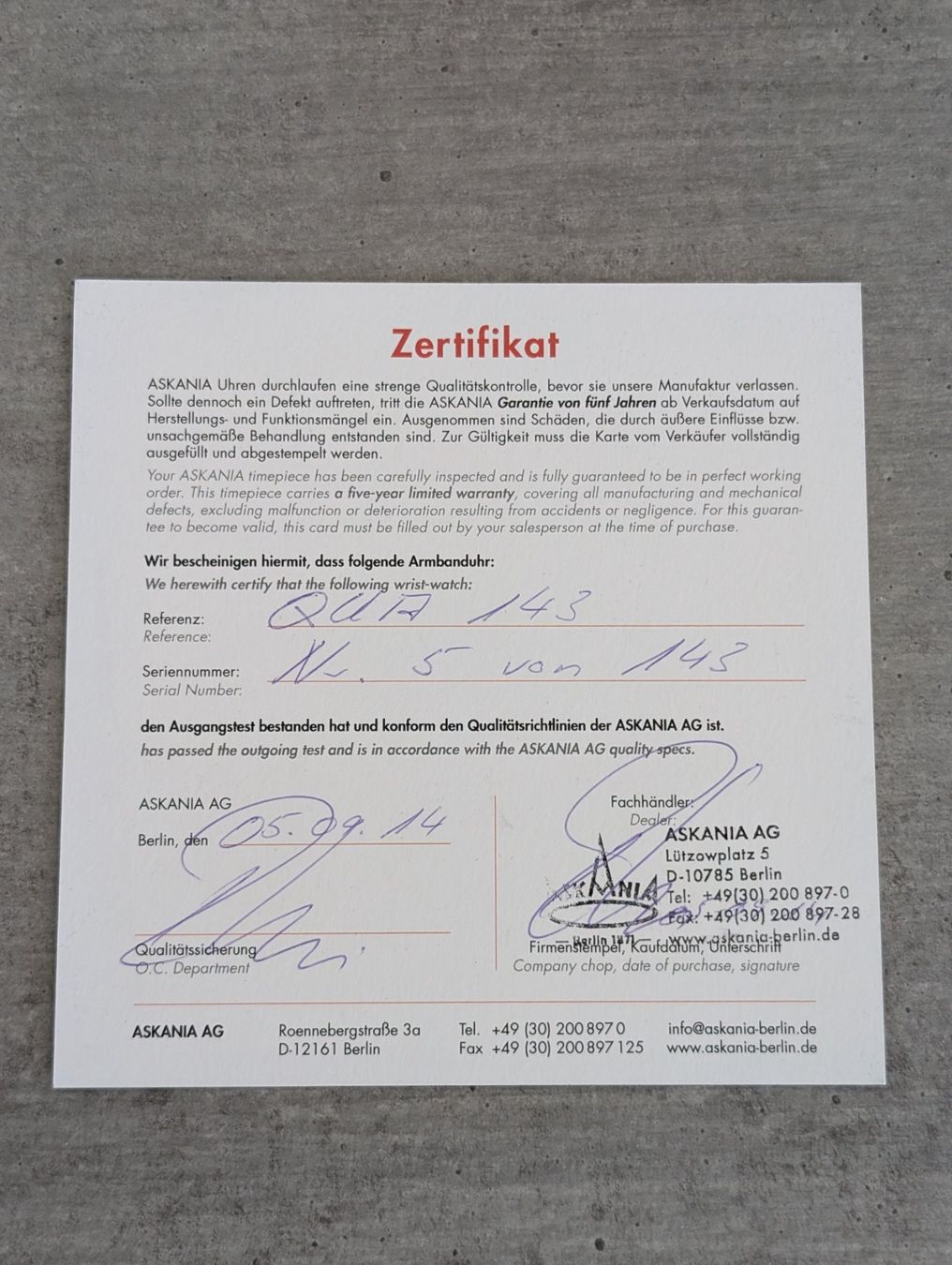 Orologi: Askania - Quadriga (Limited Edition) – Usato da Mettmenstetten venduto da monotoner 8