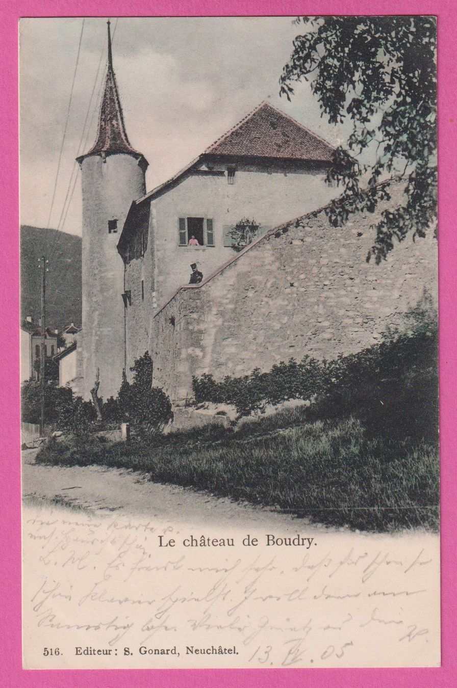 Ansichtskarten: Le Château de Boudry gel 1905 belebt – Gebraucht aus Einsiedeln von dillie