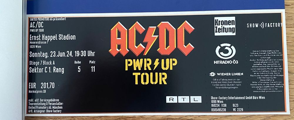 AC/DC Ticket ( Konzert in Wien 23.6.24) | Kaufen auf Ricardo