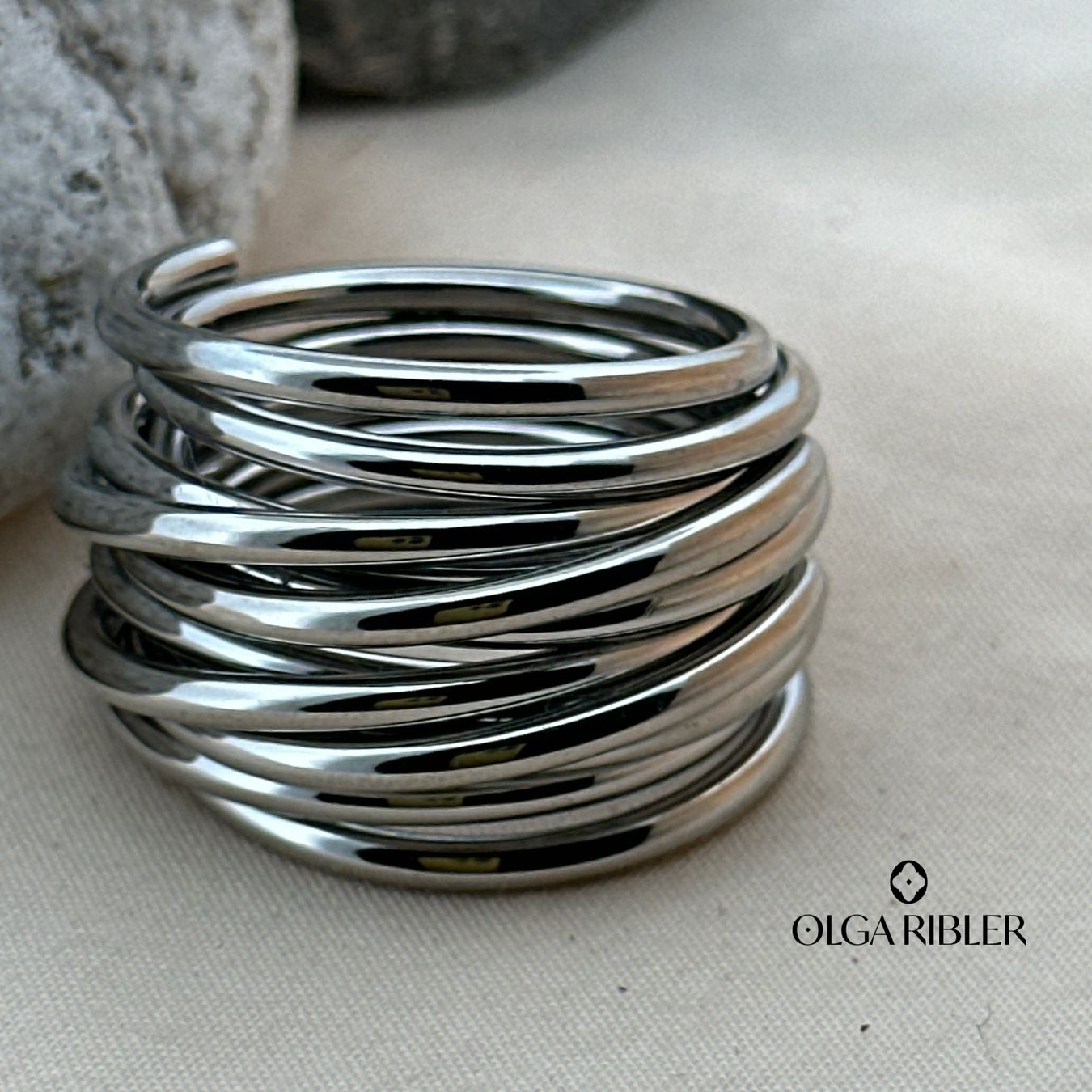 Olga Ribler Bagues: Statement Edelstahl Ring Ringgrösse 60 – Neuf (Voir description) à Luzern par Schmuckoutlet 5