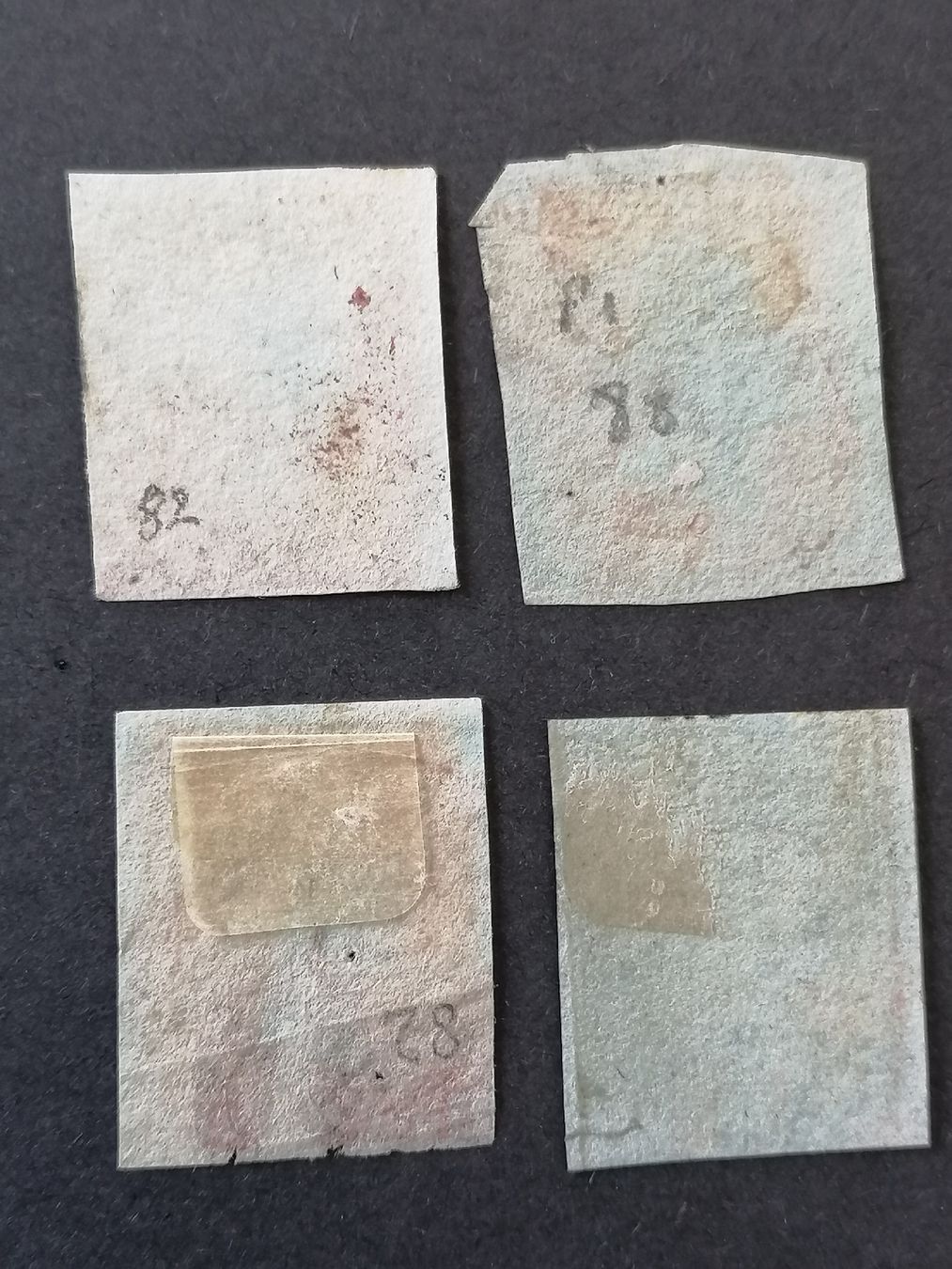 Alle Briefmarken: 4mal One Penny Red 1841,  – Gebraucht aus Happerswil von tschergi 1