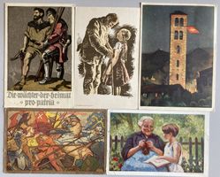 1910-1938, 5x Bundesfeierkarten gestempelt 1.8., SBK 125 Fr.