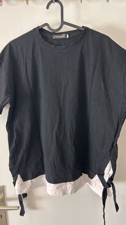 Black layered t-shirt with tie details