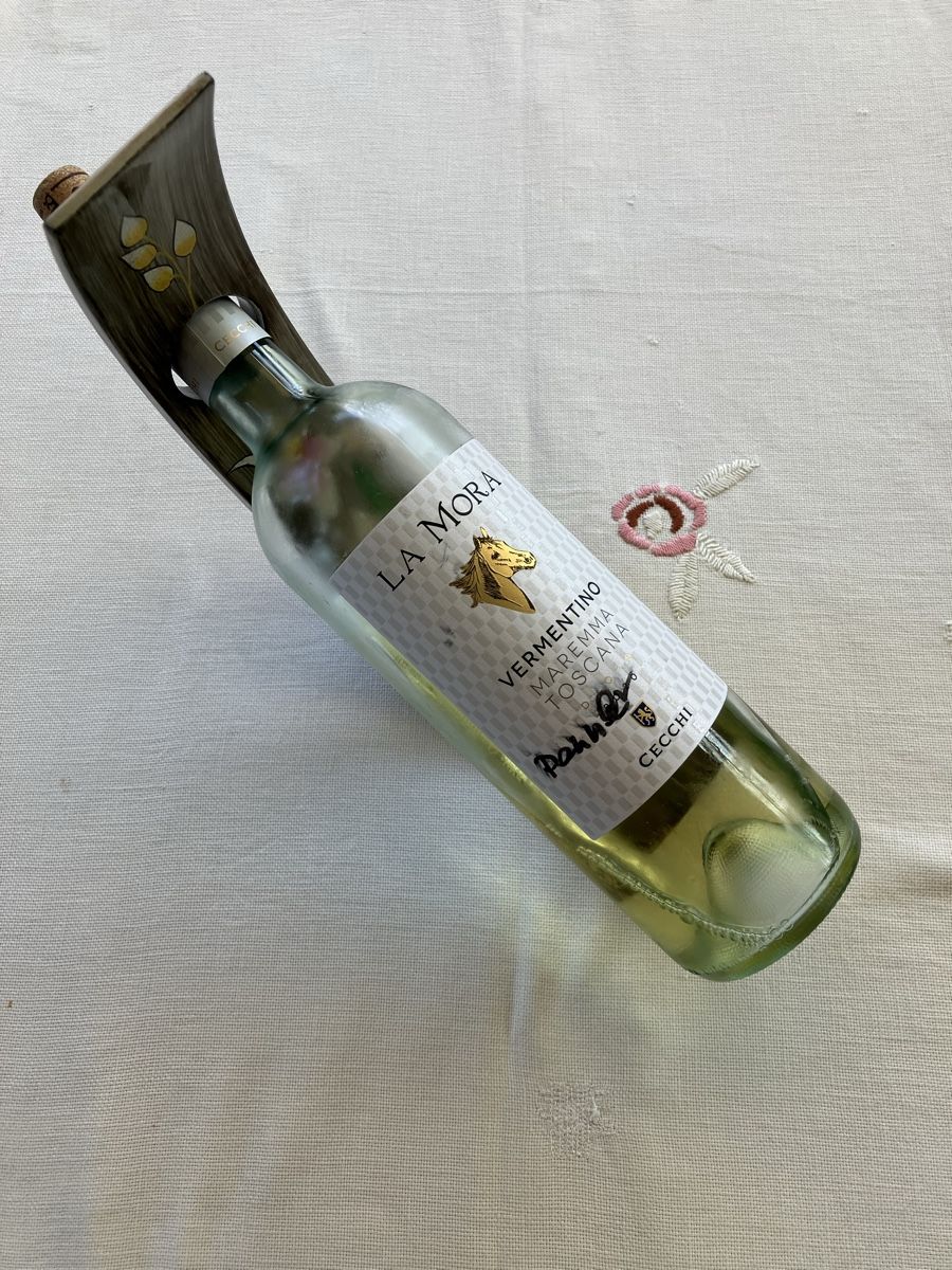 Portabottiglie: Flaschenhalter mit Blumendeko (lackiert) – Usato da Wettingen venduto da Aromat 1