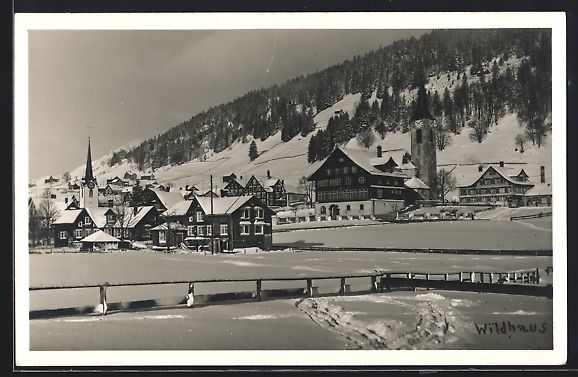 Cartoline postali: AK Wildhaus, Ortspartie im Schnee – Usato da Berlin venduto da bartko-reher