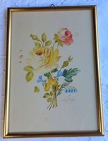 Aquarell Blumenmotiv gerahmt 1967 Vittorio Guidotti IT gelbe