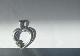 Vintage Silber Anhänger Herz 2005 mit Zirkonia 