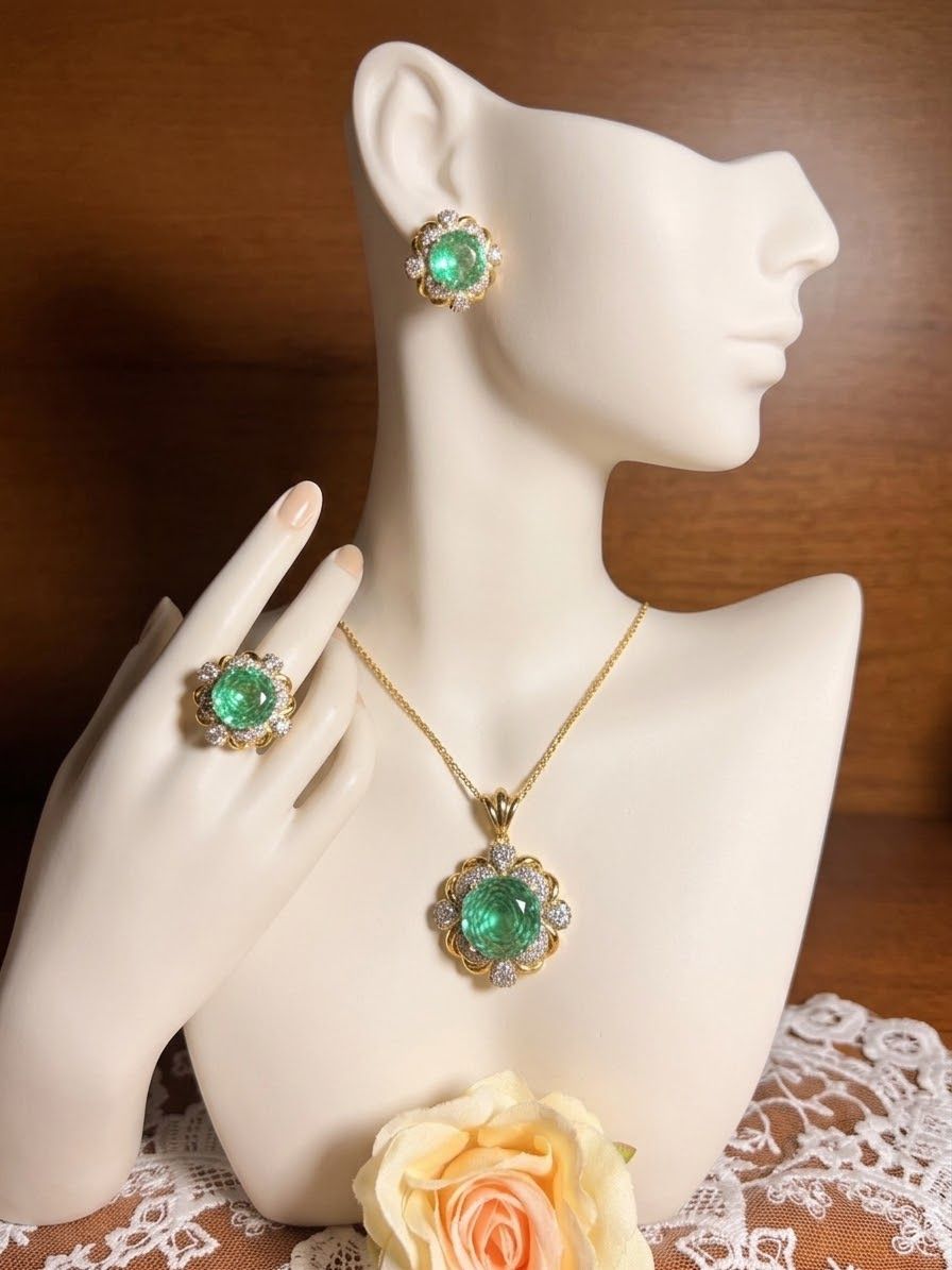 Sonstiger Schmuck: Ensemble bijoux or émeraude et diamants – Neu und originalverpackt aus St-Maurice von Sandrinette123 5