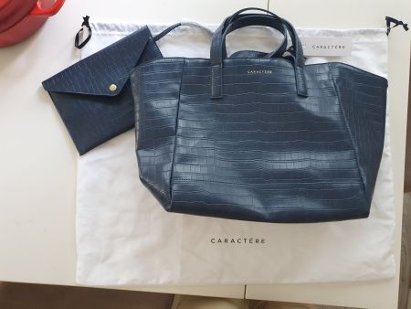 Borsa shopper Caractère blu stampa cocco, nuova cartellino