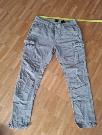 PME Legend Cargo Hose grau, aus Baumwolle und Leinen