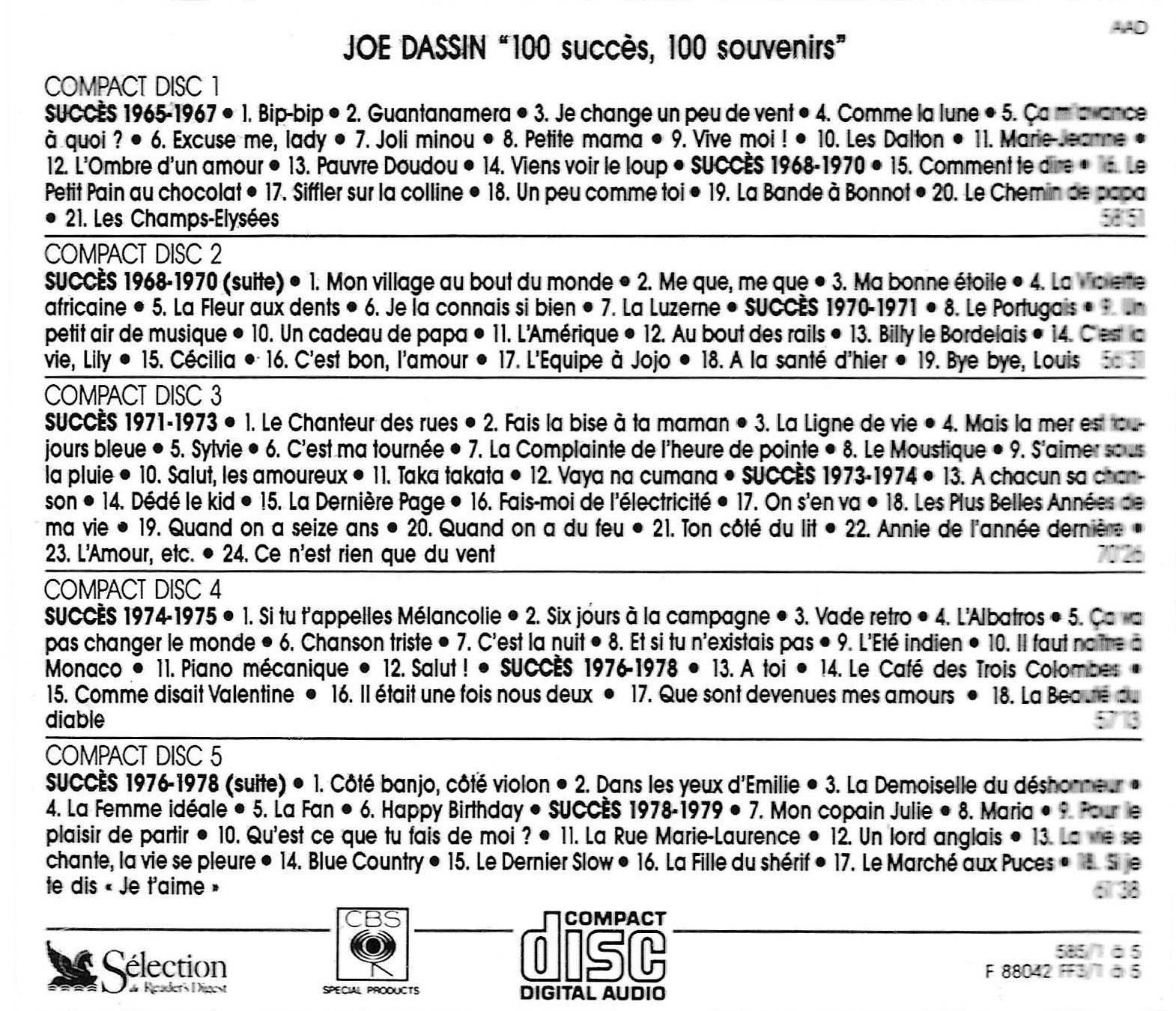 CD: Joe Dassin 5 CD's Box - Succès 1965-1978 – Usato da Savagnier venduto da Ne2065 1