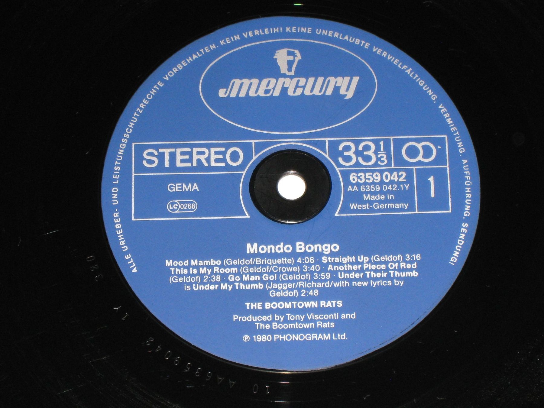 Dischi in vinile: LP - THE BOOMTOWN RATS - MONDO BONGO – Usato da Steckborn venduto da Quo7 1