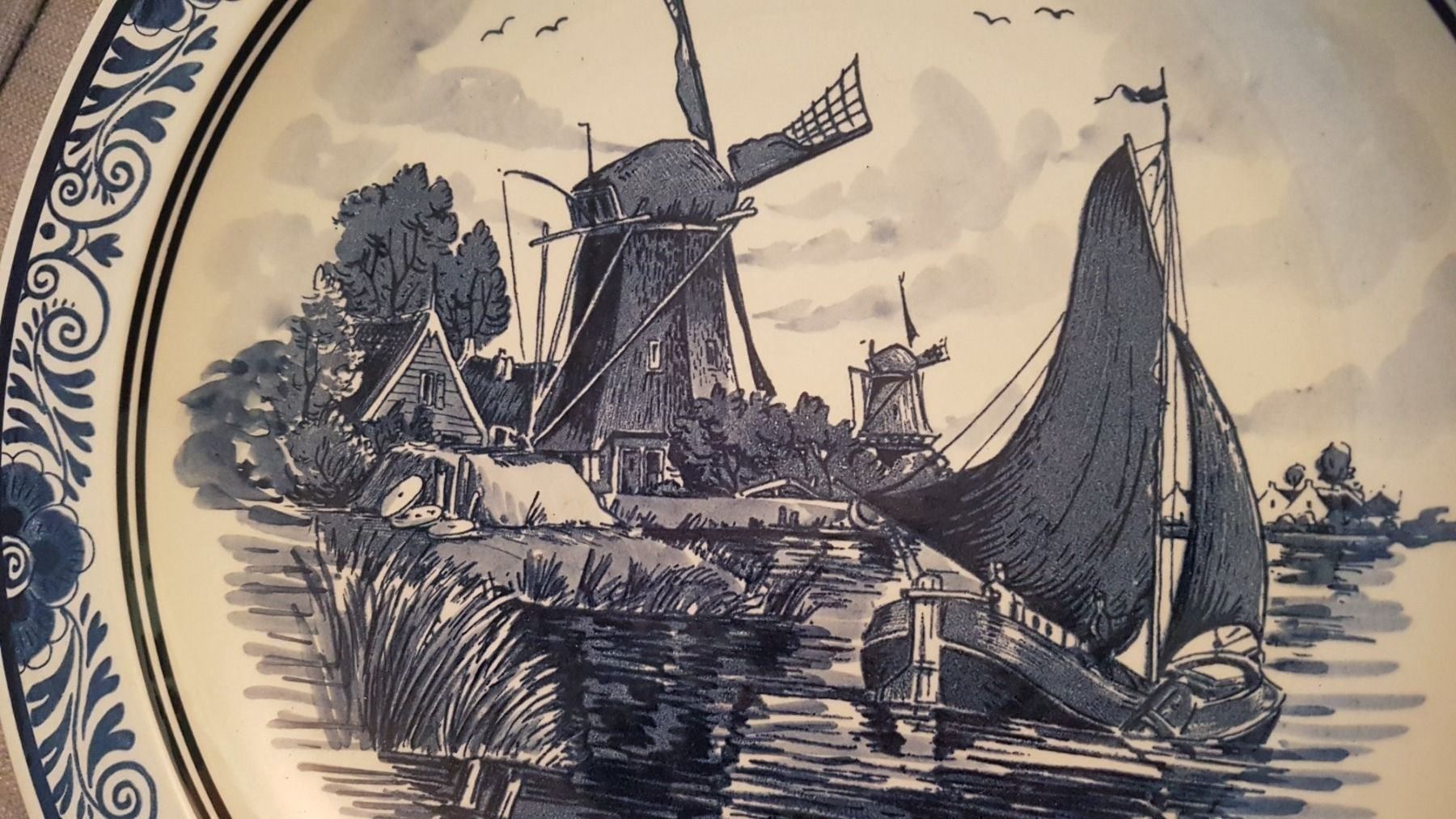 Piatti: Blauweisser DELFT Teller mit Windmühle – Usato da Oberengstringen venduto da Asteroid56 4