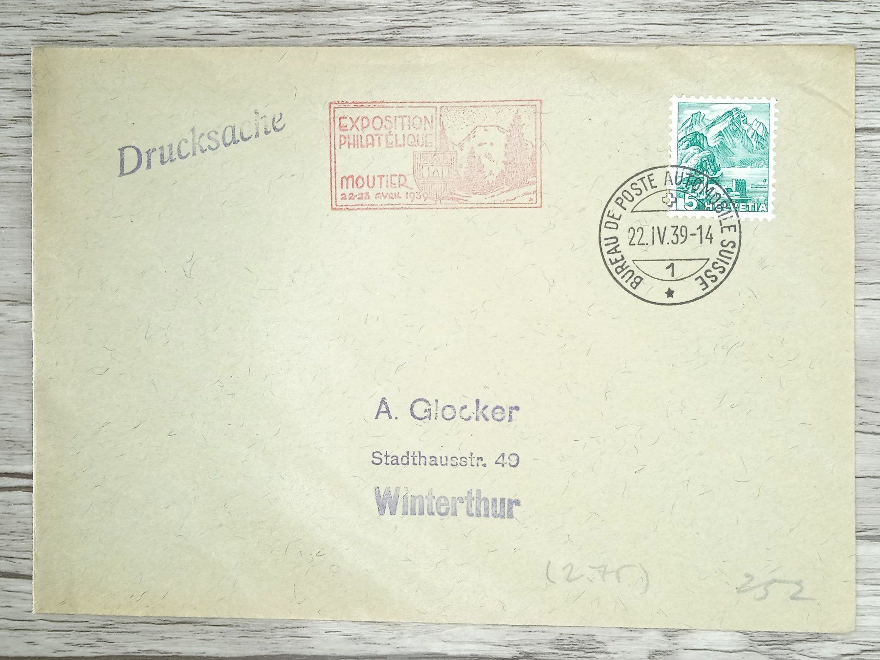 Alle Briefmarken: TR105 Enveloppe Suisse + Timbre 1939 – Gebraucht aus Cousset von Patrick_Collections