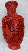 BESTE CHINA -ROT-LACK-ZINNOBER -VASE;-17 CM x 8,5 CM, SELTEN