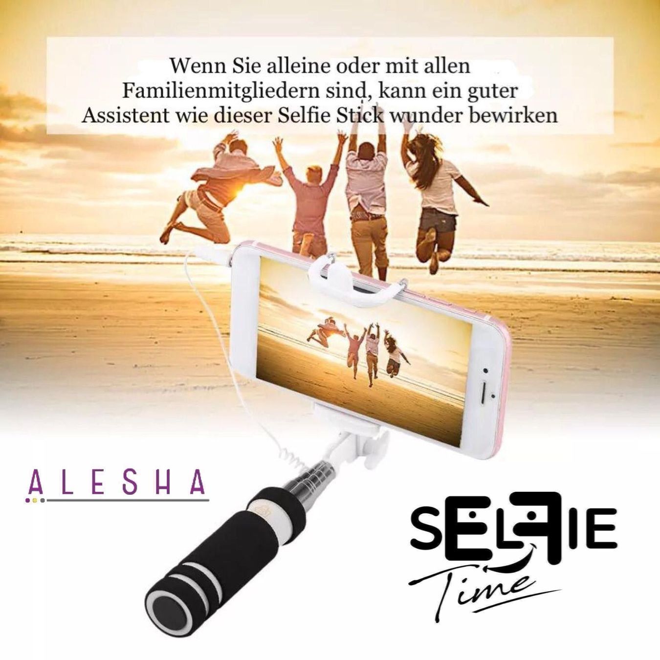 Supporti a parete: Selfie Stick - Ohne Akku mit AUX Kabel – Nuovo e nell'imballaggio originale da St. Gallen venduto da Alesha_Shop 1