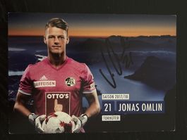 Signierte Autogrammkarte Jonas Omlin, Top Zustand!