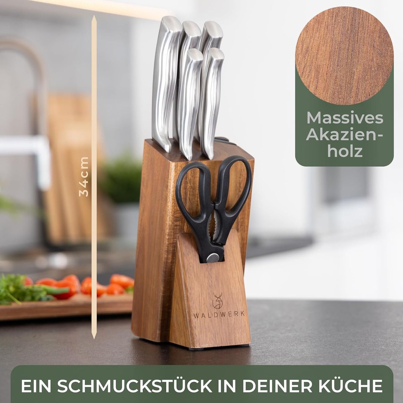 Coltelli: Küchenmesser Messerset Messerblock Set 7tlg Edelstahl – Nuovo e nell'imballaggio originale da Wittenbach venduto da VELARO 1