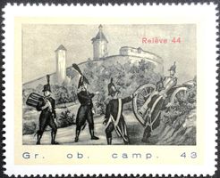 Feld Haubitzen Abt 43, Aufdr rot, Wi Art 223, 2.WK