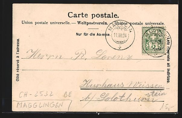 Cartoline postali: AK Macolin, Grand Hotel, 1904 – Usato da Berlin venduto da bartko-reher 1