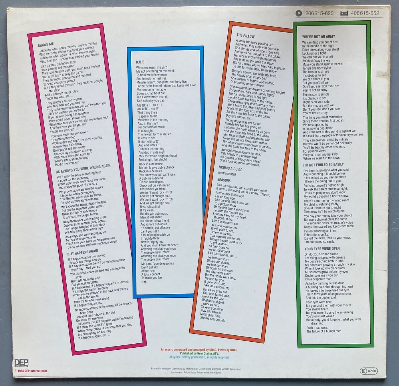 Dischi in vinile: UB40 - GEFFERY MORGAN – Usato da Poliez-Pittet venduto da Newtown-Records 1
