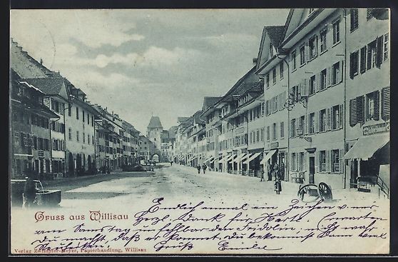 Cartoline postali: Mondschein-AK Willisau, Strassenpartie m – Usato da Berlin venduto da bartko-reher