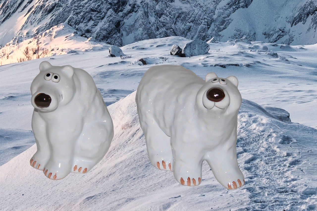 Figuren: Eisbären Pärchen aus Keramik - 16 cm – Neu (gemäss Beschreibung) aus Langwiesen von rtWebshop