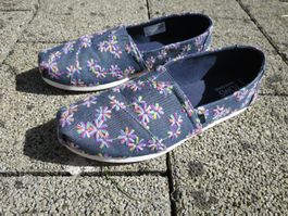 Damen Espadrille Toms, Stoff Jeans gemustert, Gr.39