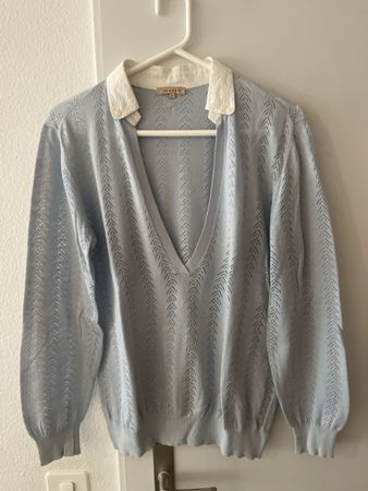 Sandro Pullover blau mit Kragen Grösse 2 guter Zustand