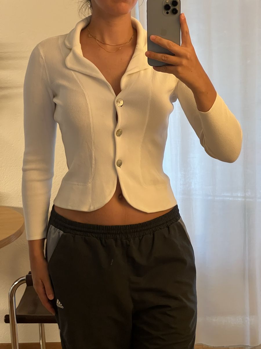 Giacche: Leinen/Baumwolle Strickjacke weiss Grösse M – Usato da Zürich venduto da sop_xbd7