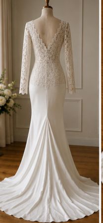 Brautkleid – 100 % Seide & Spitze – handgefertigt – NEU