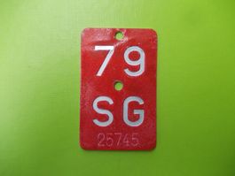 Velonummer / Fahrradnummer SG 79