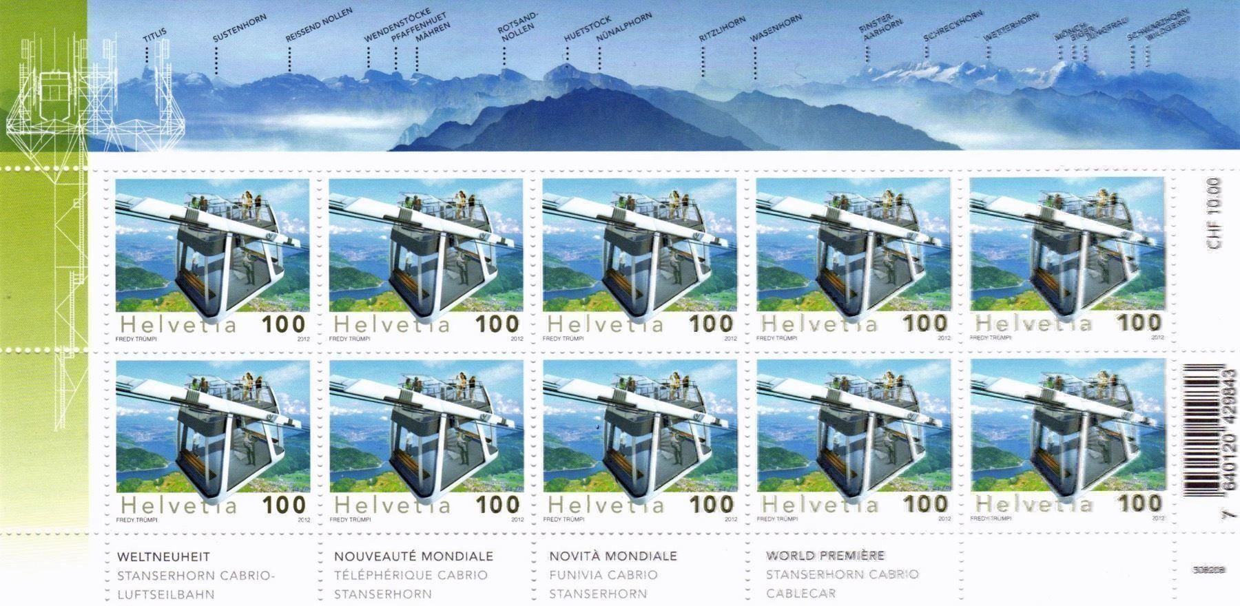 Tutti i francobolli: Kleinbogen Cabrio Stanserhorn** 2012 – Nuovo (secondo la descrizione) da Dottikon venduto da haeusibuh5