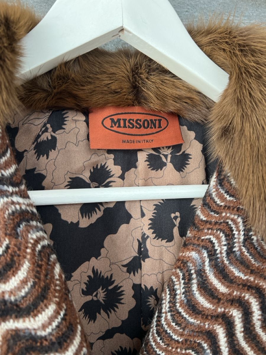 Missoni Mäntel: Missoni Coat Brown White Zigzag Fur Collar Cuffs – Gebraucht aus Luzern von TIsabel 3