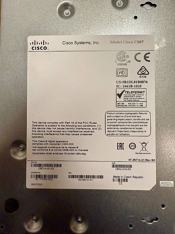 Cisco Modem & Router: Cisco Router C887VA-K9 V02 – Usato da Unterkulm venduto da X___X 2