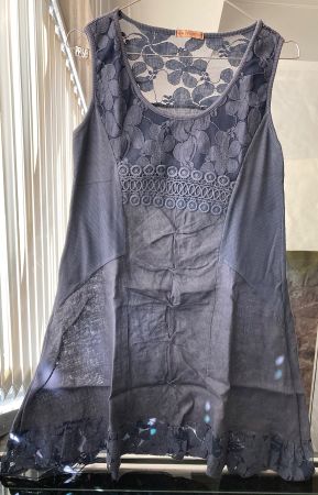 Robe sans manches en lin bleu, taille 38