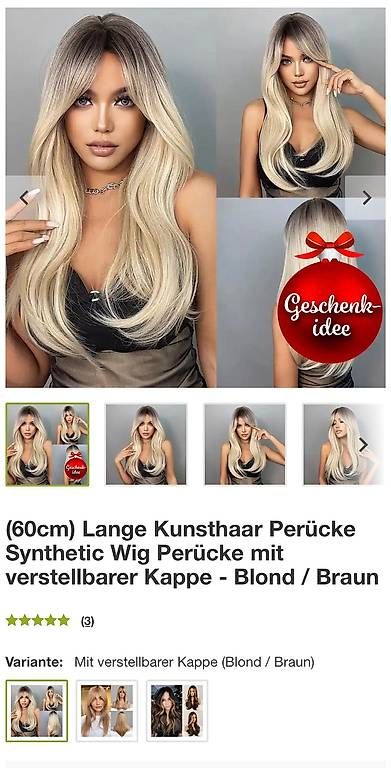 Parrucche: Kunsthaar Perrücke Blond Ombre 60 cm – Usato da St. Gallen venduto da swi_x7j2 1