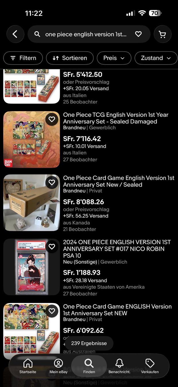 Bandai Carte collezionabili: One Piece Card Game - English Version 1st Anniversary Set – Nuovo (secondo la descrizione) da Oetwil a.d. Limmat venduto da dmergola 3
