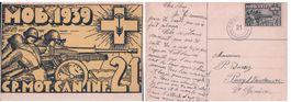 Armée Suisse, MOB 1939, Carte et Timbre Cp. Mot. Can. Inf.21