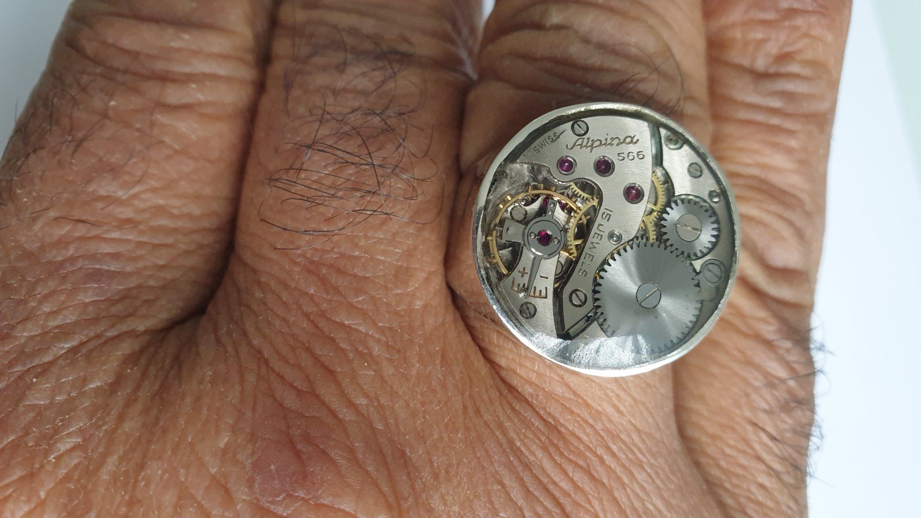Anelli: Silberring mit mechanischen Uhrwerk hand made – Usato da Wettingen venduto da Hc41 2
