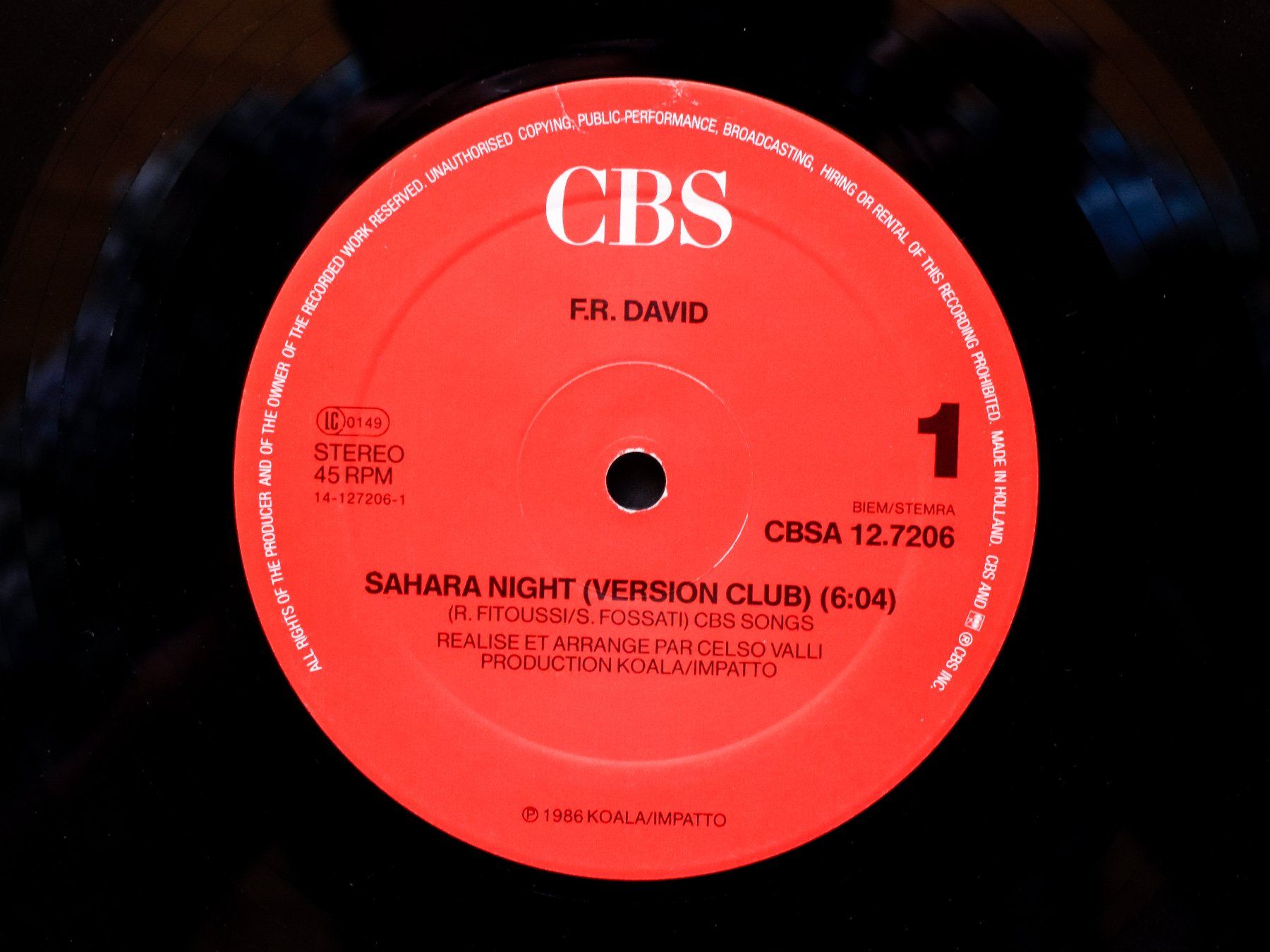 Dischi in vinile: F.R. David - Sahara Night (Maxi Single) – Usato da Belmont-sur-Yverdon venduto da ag97 2